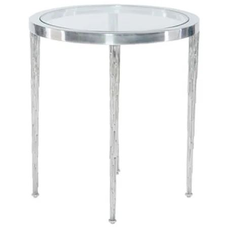 Aluminum End Table with Glass Top